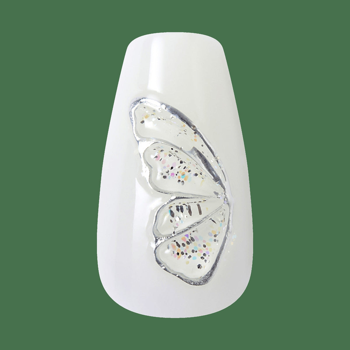 Kiss Glam 3D & Jewel Press On Fake Glue Nails - Starry Serenade | 3D & Jewel Design, Blue & White, Medium, Coffin
