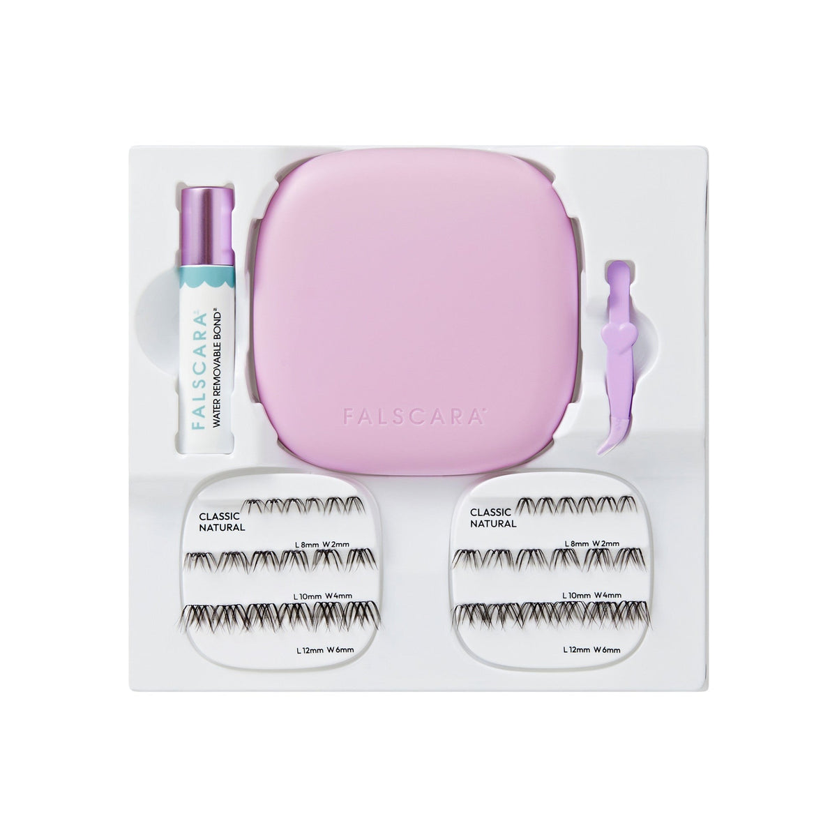 Falscara Studio Mini On-The-Go Kit - Classic Natural | DIY False Lash Extensions, Cluster Lash, Wispy Lashes, 36 Wisps, 8mm-12mm