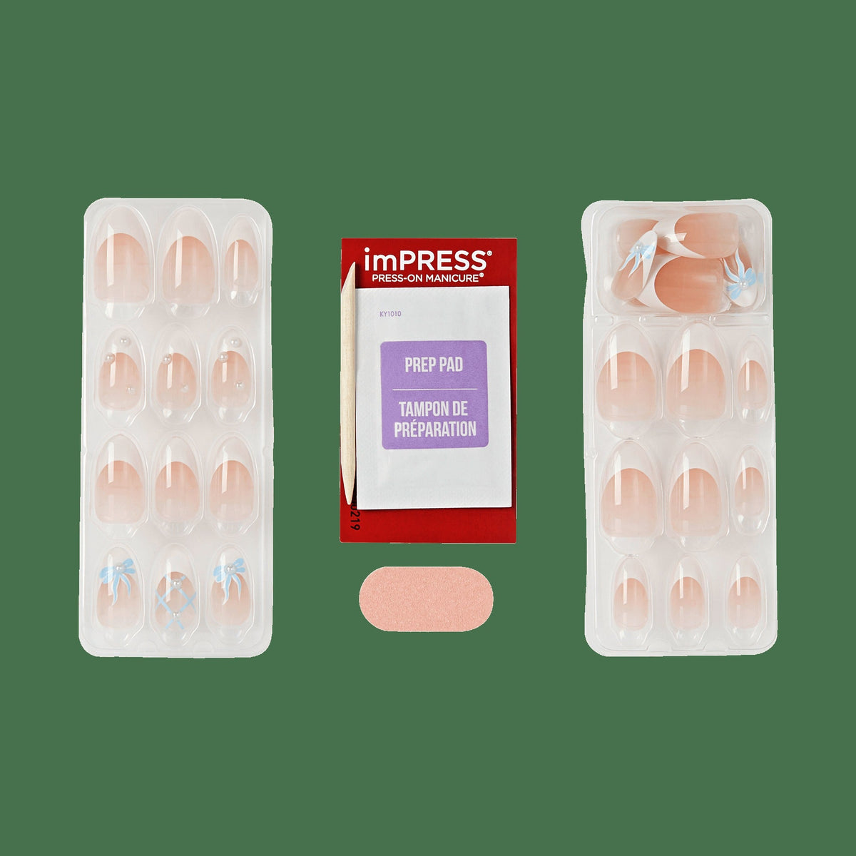 Impress Design No Glue Fake Press On Nails - Aura | French Design, White, Medium, Almond, Manicure