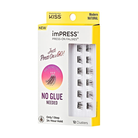 Impress Falsies Pre-Glued False Eyelashes Minipack - Modern | 12 Lash Clusters, 12mm-14mm