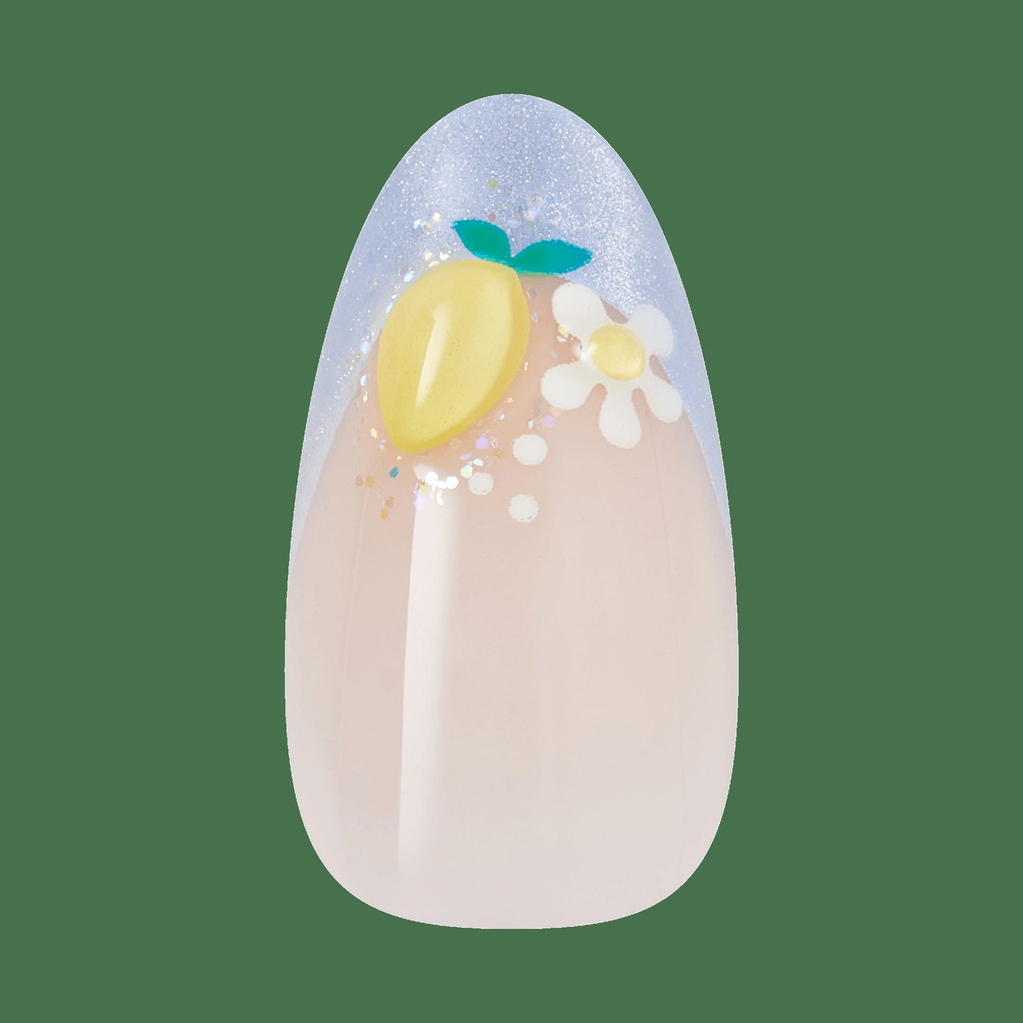 Kiss Nail Drip Press On Fake Glue Nails - Euphoric Leap | 3D & Jewel French Design, Yellow, Medium, Almond