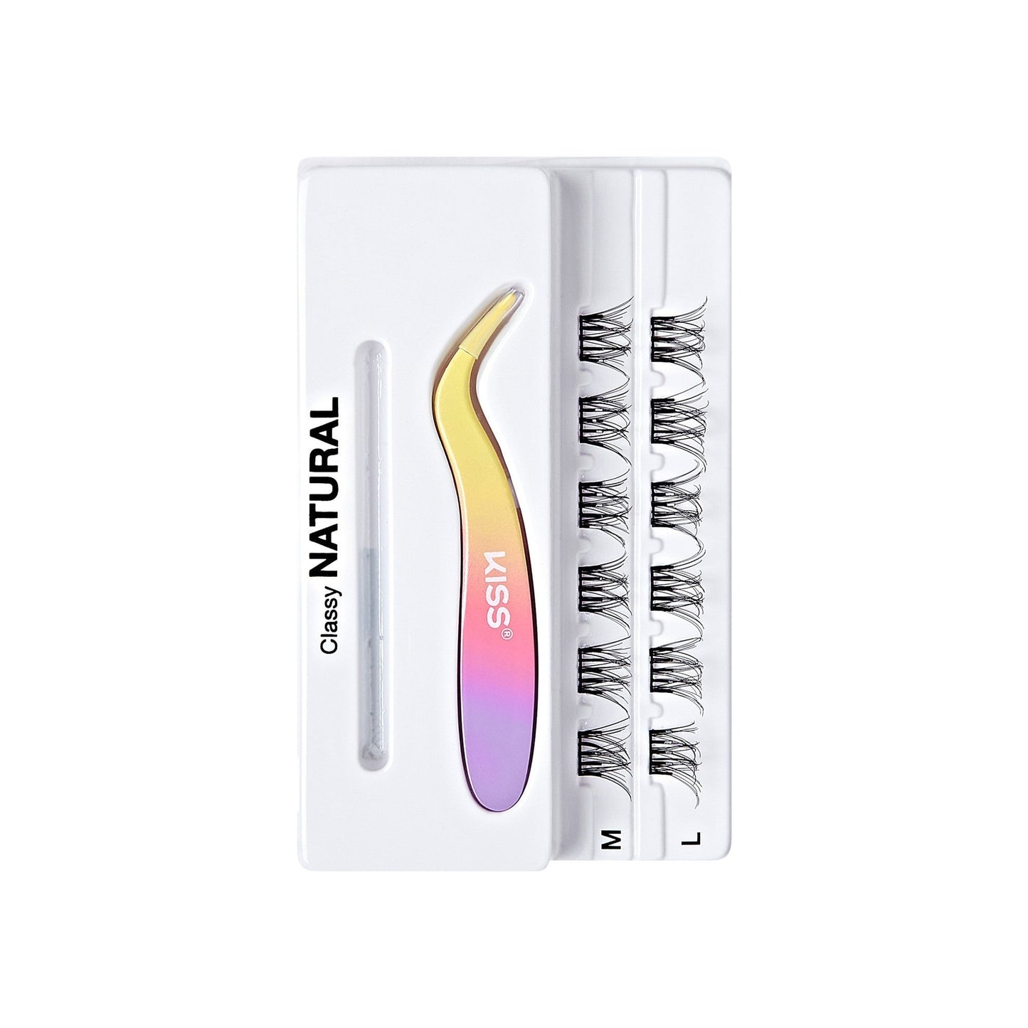 Impress Falsies Pre-Glued False Eyelashes Minipack - Classy | 12 Lash Clusters, With Mini Applicator, 10mm-12mm