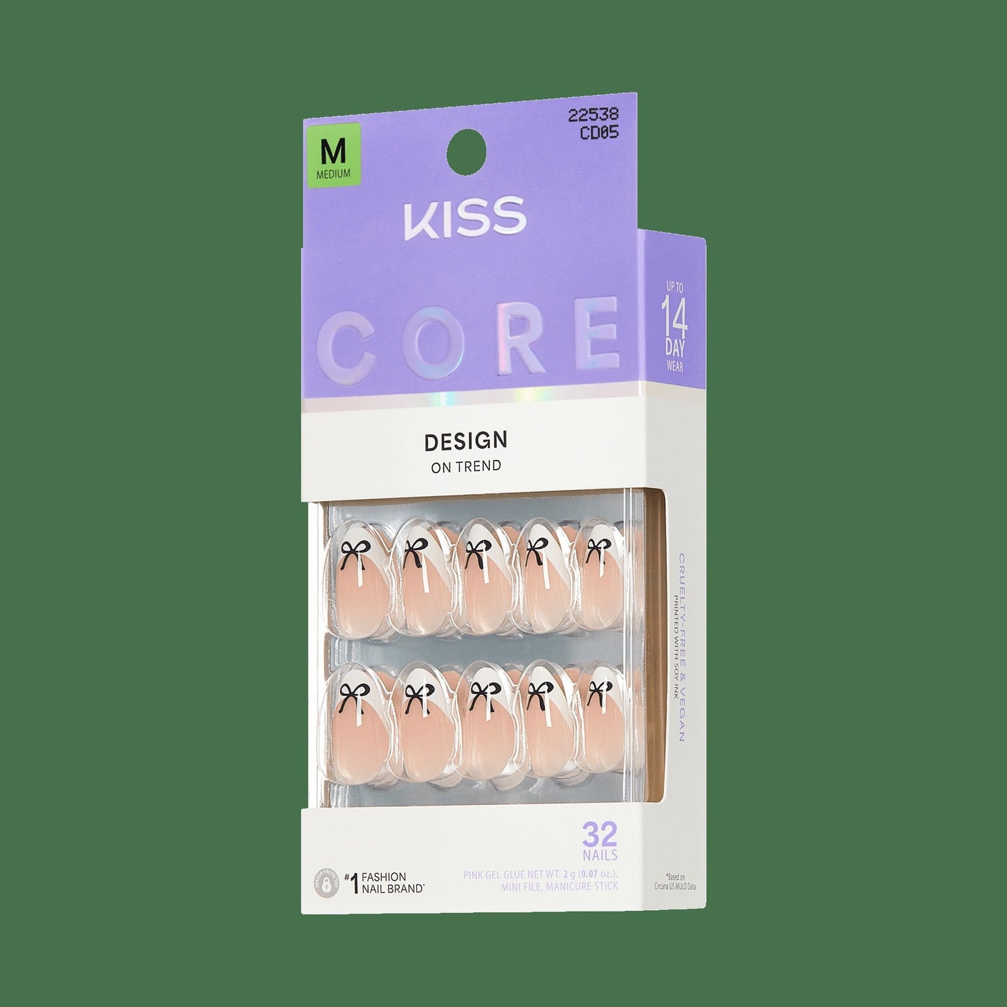 Kiss Core Design Press On Fake Glue Nails - Our Moment | French Tips, White, Medium, Almond