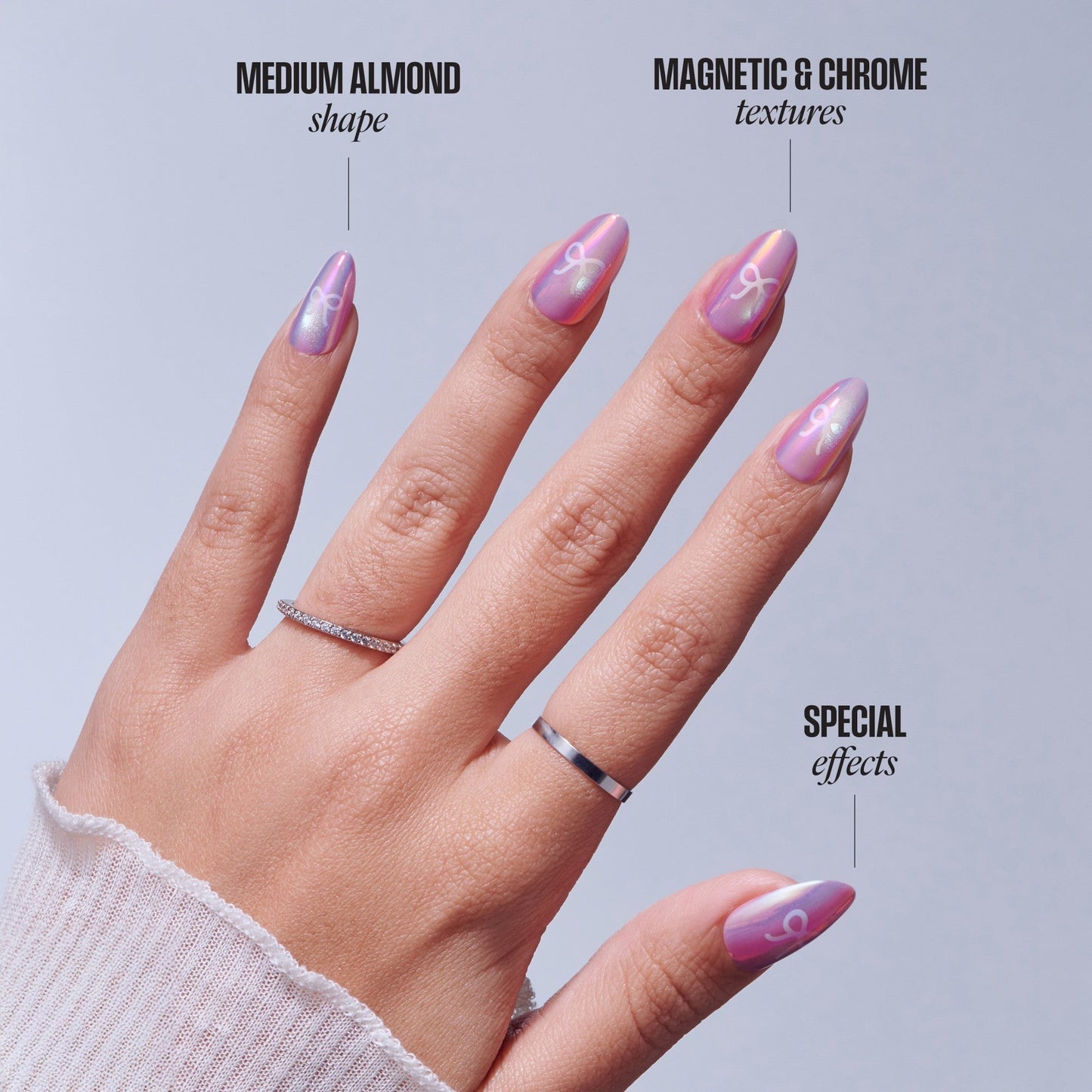 Kiss Glam Embellished Press On Fake Glue Nails - Crystal Pop | Design, Pink, Medium, Almond