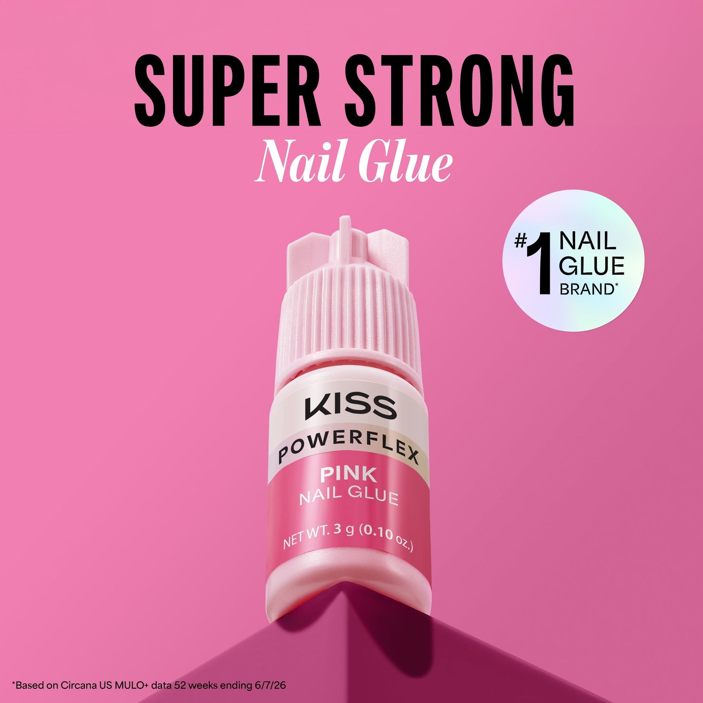 Kiss PowerFlex Pink Fake Nail Glue - 0.10 oz. | Nail Adhesive, Press-On Glue, Pink Tint, Strong Hold