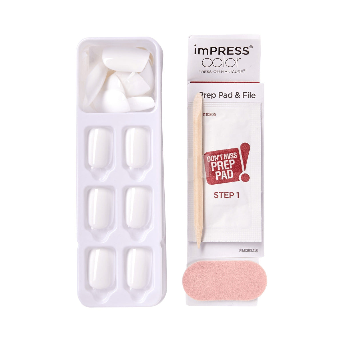 Impress Color No Glue Fake Press On Nails - Frosting | Solid, White, Short, Squoval, Manicure