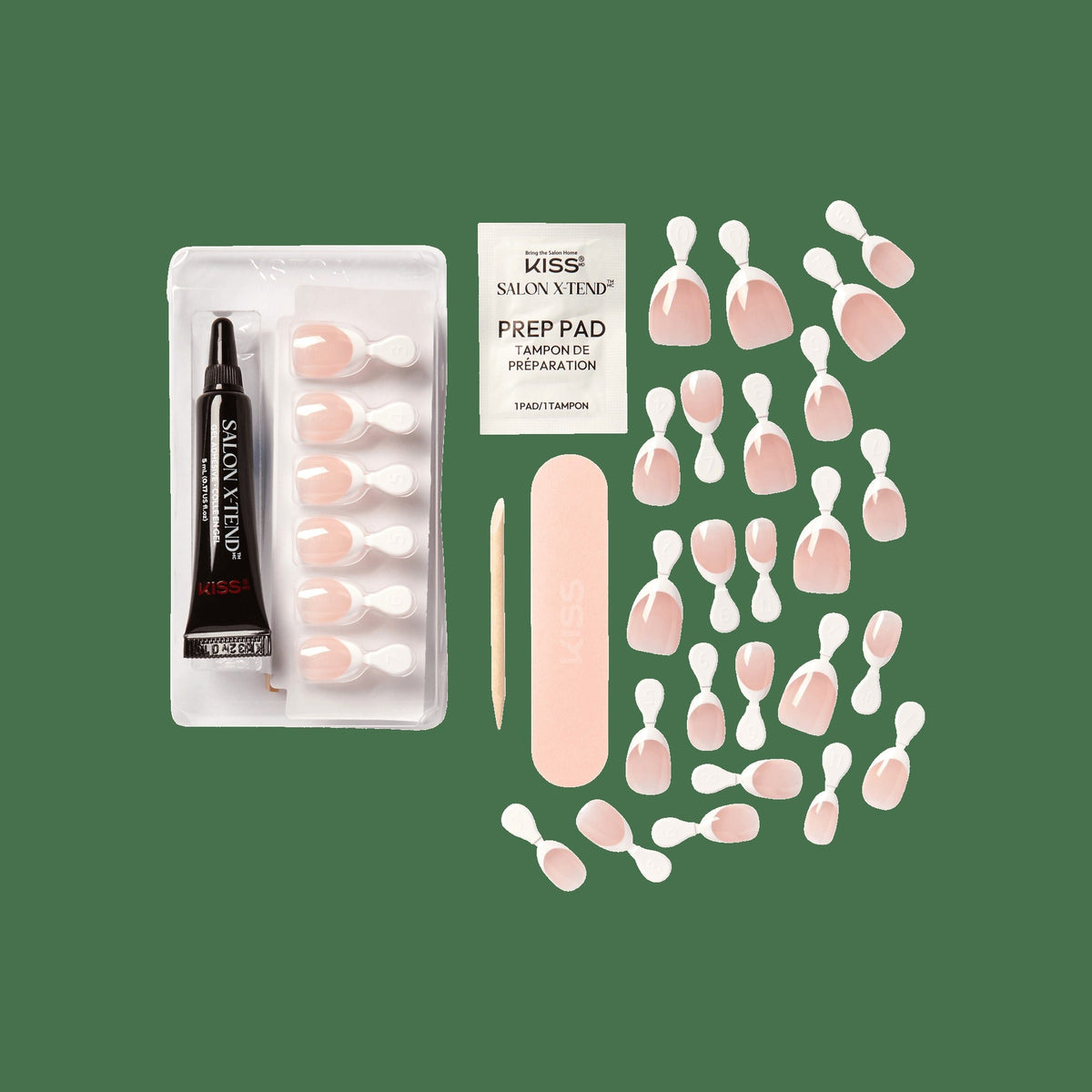 Kiss Salon X-tend Design Press On Soft Gel Nails - Nonsense | French, White, Short, Almond