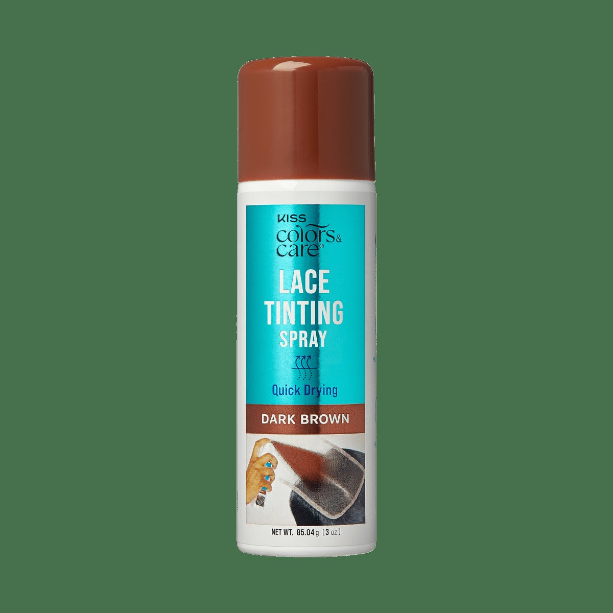 Kiss Colors & Care Lace Tinting Spray | Lace Front Wig Spray, Quick Drying, Transfer Proof, Dark Brown, Hair Care