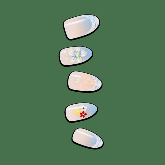 Impress Design No Glue Fake Press On Nails - Amerie | French Design, Multicolor, Medium, Almond, Manicure