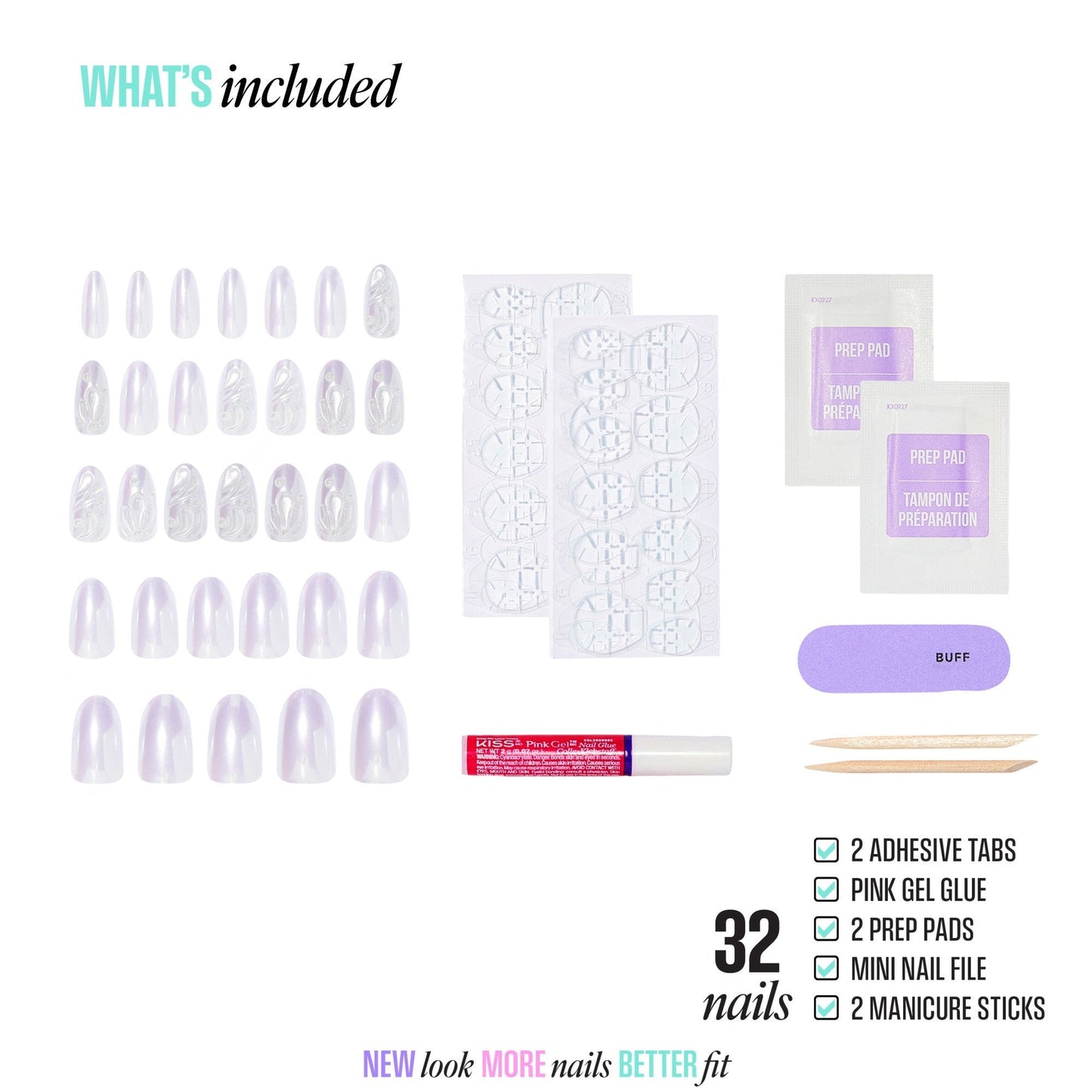 Kiss Icon Press On Fake Glue Nails - Remarkable | 3D & Jewel Design, Metallic Purple, Medium, Almond