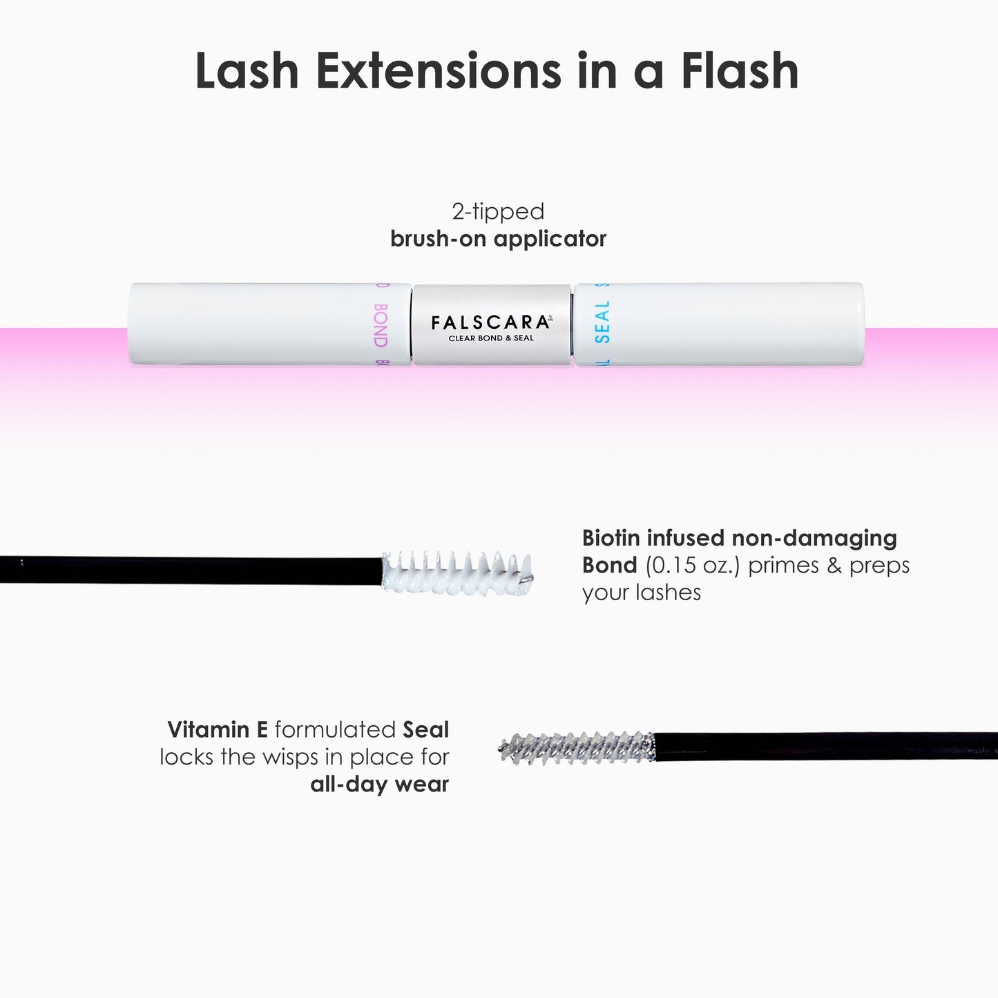 Falscara False Lash Bond & Seal- Black | DIY Lash Extension Adhesive, Lash Bond, Two-Step Adhesive
