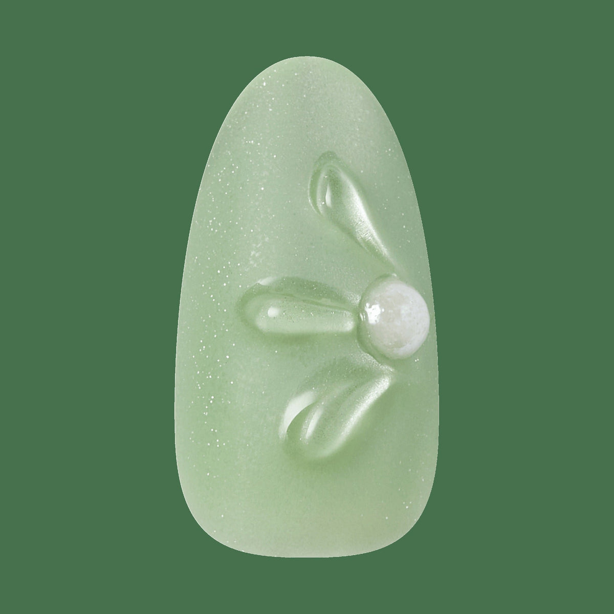 Kiss Nail Drip Press On Fake Glue Nails - Dancing Heart | 3D & Jewel Design, Green, Medium, Almond