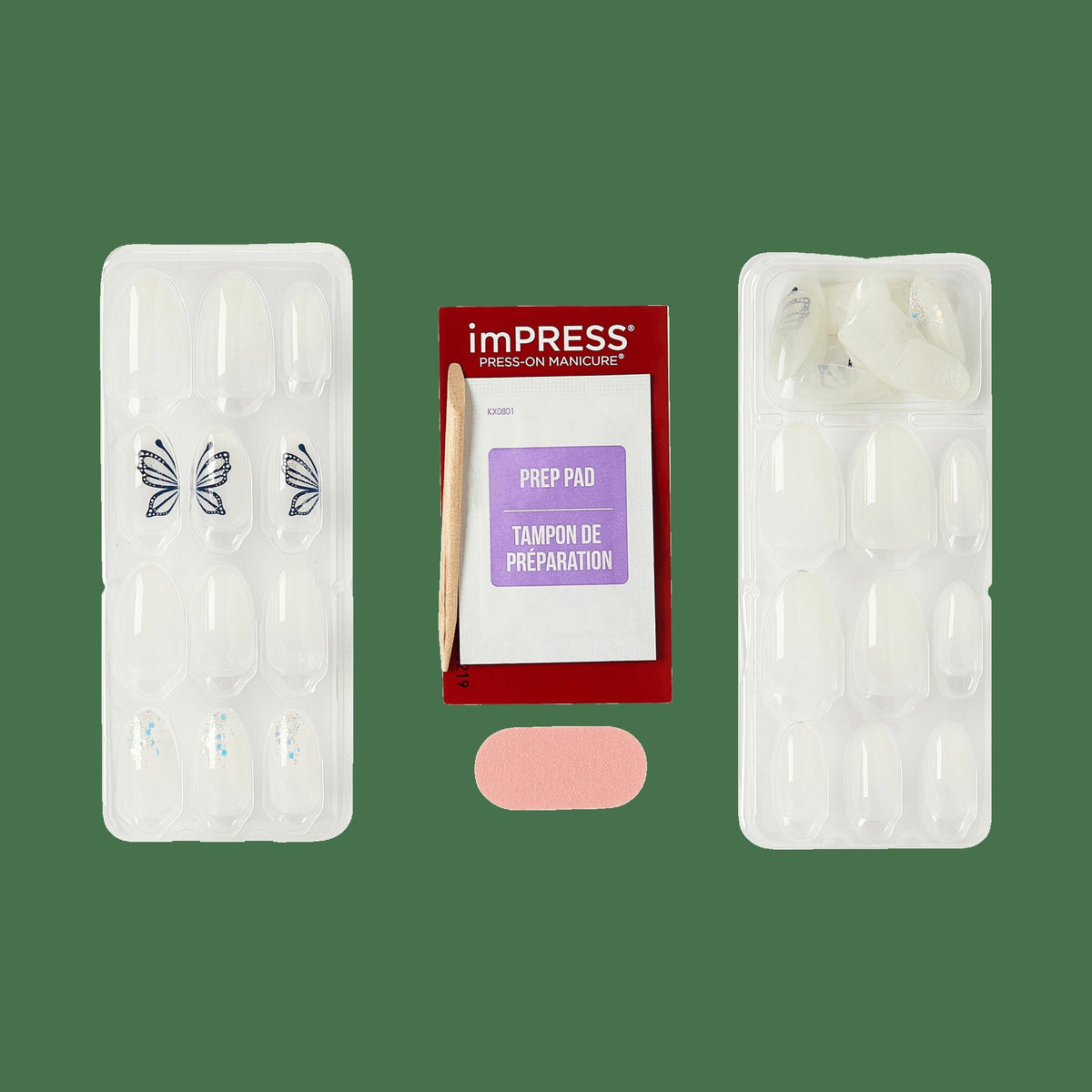 Impress Design No Glue Fake Press On Nails - Dazzle | Design, White, Medium, Almond, Manicure