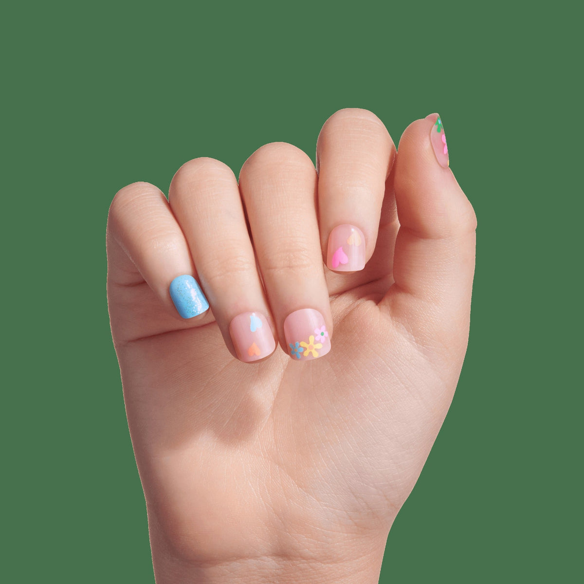 Impress Kids No Glue Fake Press On Nails - Hoppy Fun | Design, Multicolor, Kids, Squoval, Manicure
