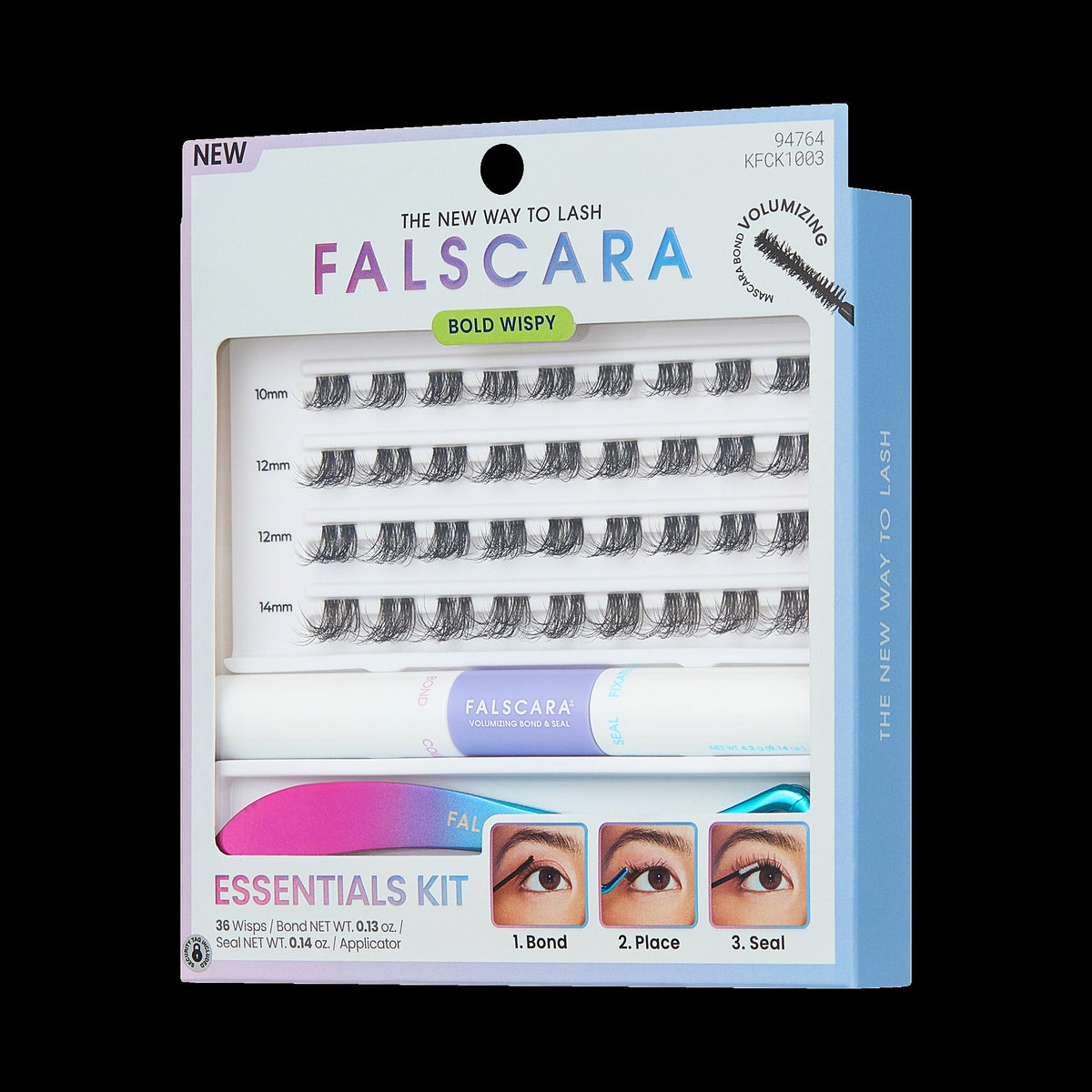 Falscara Bold Wispy Essentials Kit | DIY False Lash Extensions, Cluster Lash, Wispy Lashes, 36 Wisps, 10mm-14mm