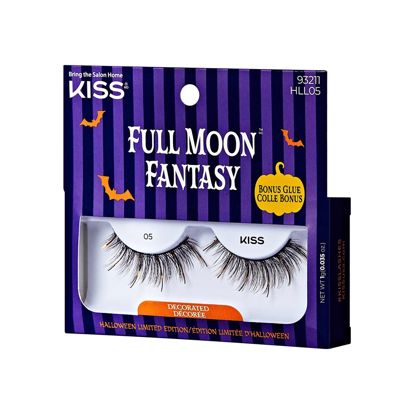 Kiss Halloween 'Full Moon Fantasy' False Eyelashes, Decorated - Phantom Flutter | 1 Pair, Strip Lashes, 12mm-14mm