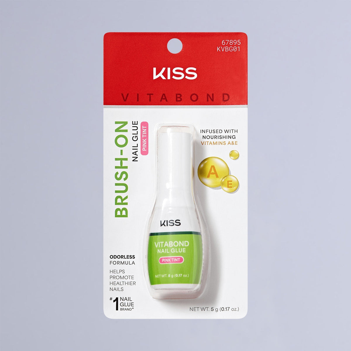Kiss VitaBond Brush-On Fake Nail Glue - 0.17 oz. | Nail Adhesive, Press-On Glue, Pink Tint, Infused with Vitamins A and E
