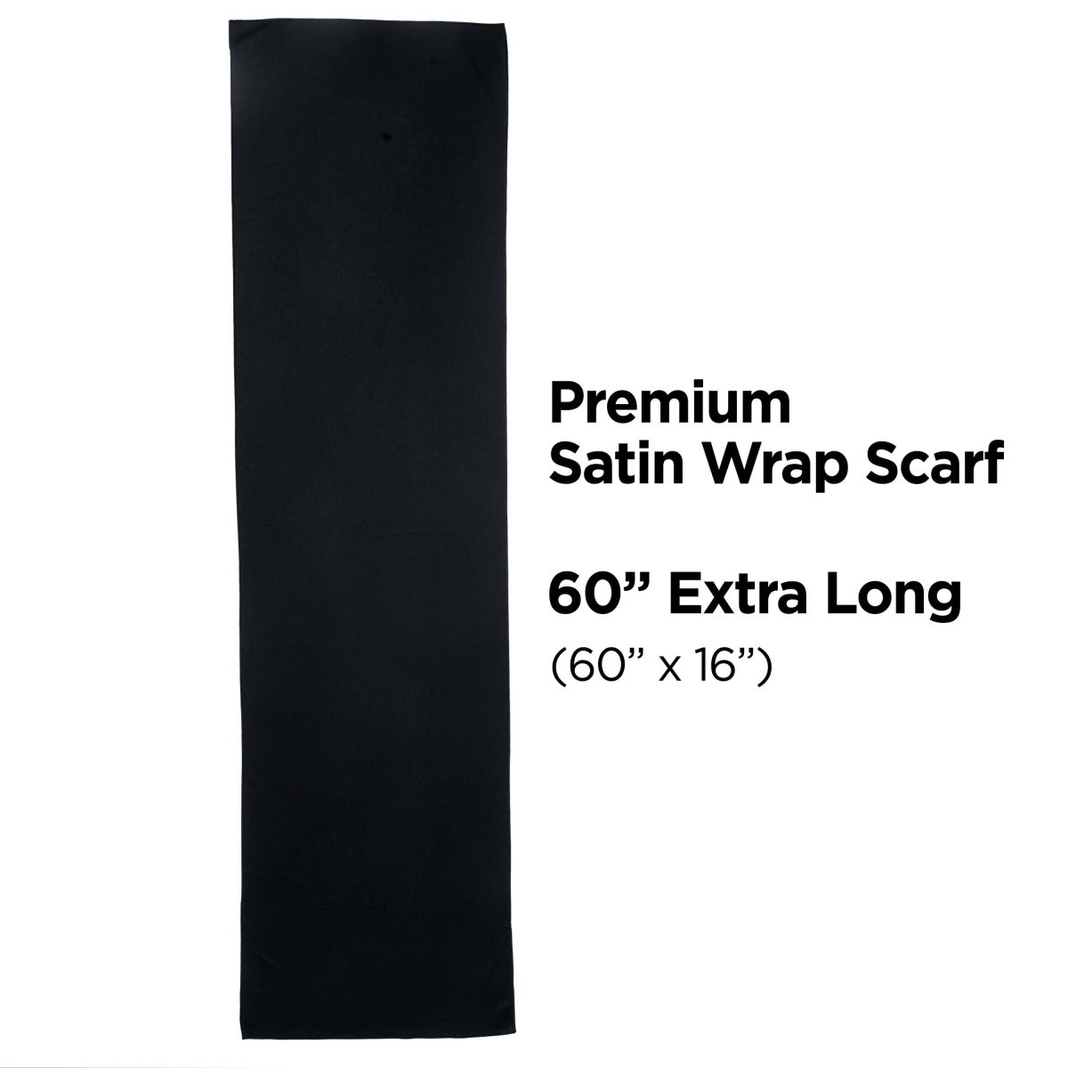 Kiss Colors & Care Satin Wrap Scarf - Black | Head Scarf, Hair Scarf, 60"L x 16"W, Hair Accessories