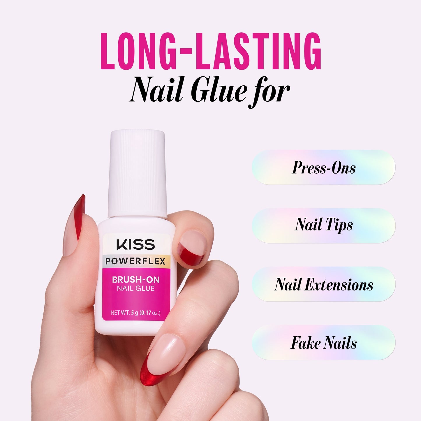 Kiss PowerFlex Brush-On Fake Nail Glue - 0.17 oz. | Nail Adhesive, Press-On Glue, Applies Like Polish, Lasting Wear
