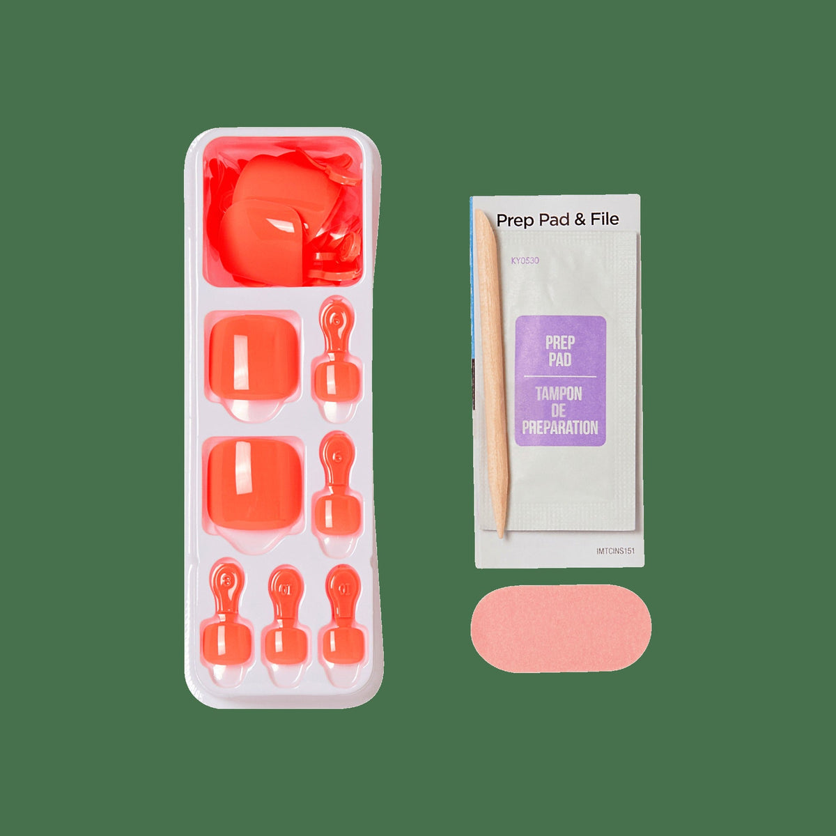 Impress Color No Glue Fake Press On Toenails - Pure Mood | Solid, Orange, Short, Squoval, Pedicure