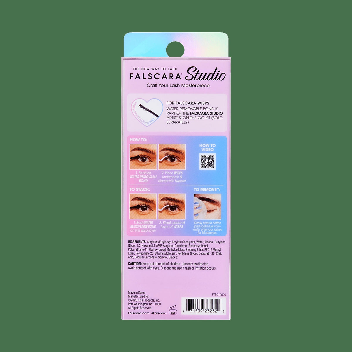 Falscara Studio False Lash Water Removable Bond | DIY Lash Extension Adhesive, Lash Bond, No Seal Needed