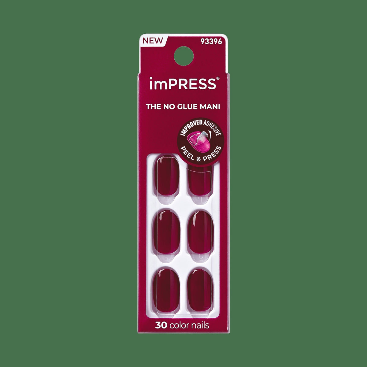 Impress Color No Glue Fake Press On Nails - Maplewood | Solid, Red, Short, Oval, Manicure