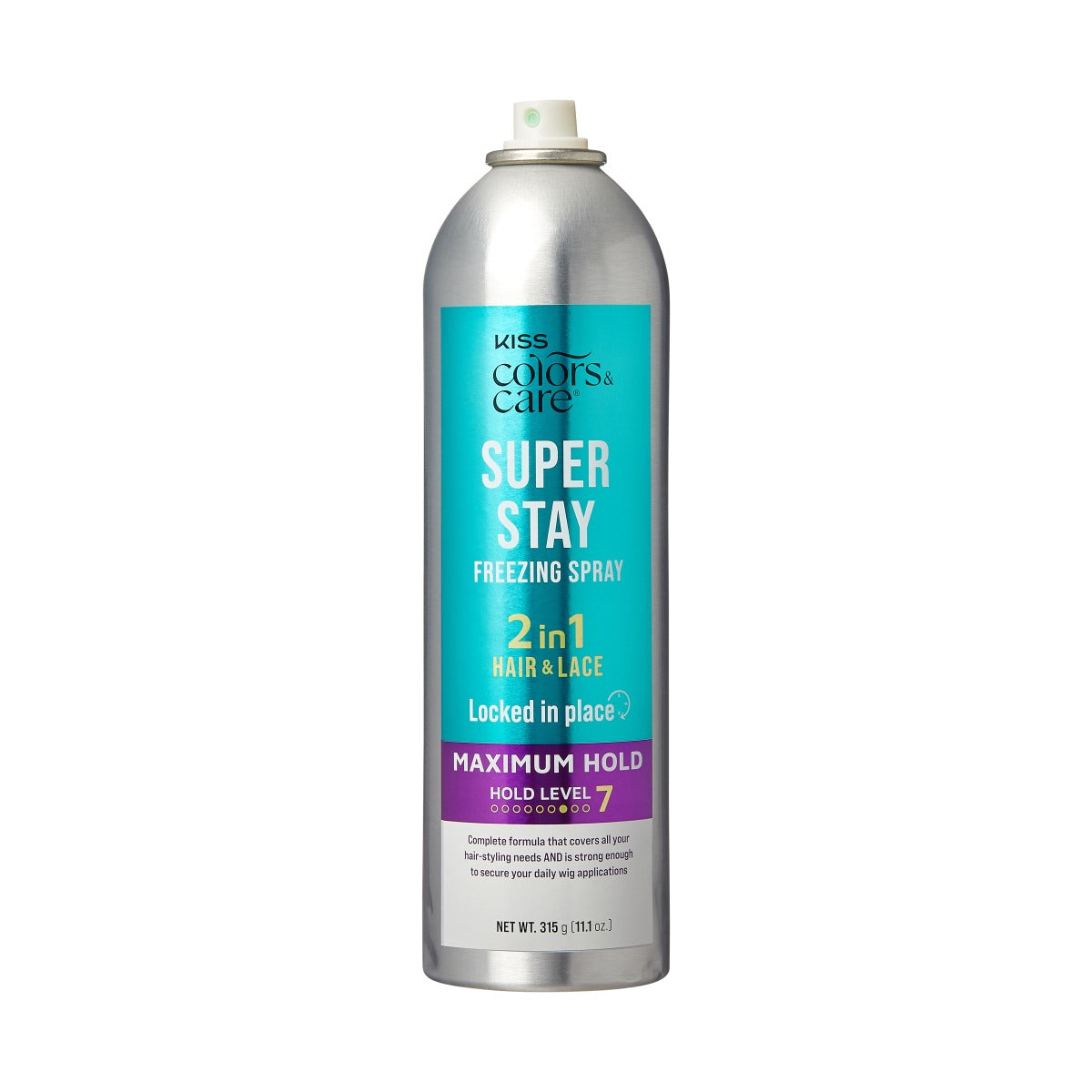 Kiss Colors & Care Super Stay Freezing Spray | Maximum Hold, For Natural Hair & Wigs, 24 Hr Hold, 11.1 oz, Hair Care
