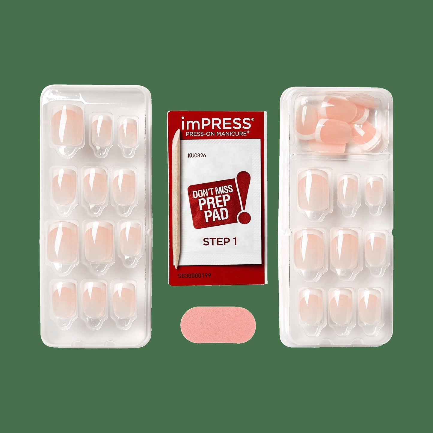 Impress Design No Glue Fake Press On Nails - Chic French | French Tips, White & Neutral, Short, Squoval, Manicure