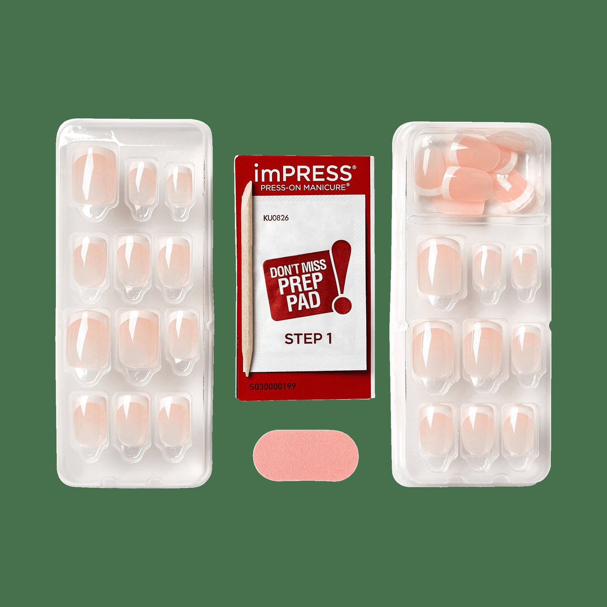 Impress Design No Glue Fake Press On Nails - Chic French | French Tips, White & Neutral, Short, Squoval, Manicure