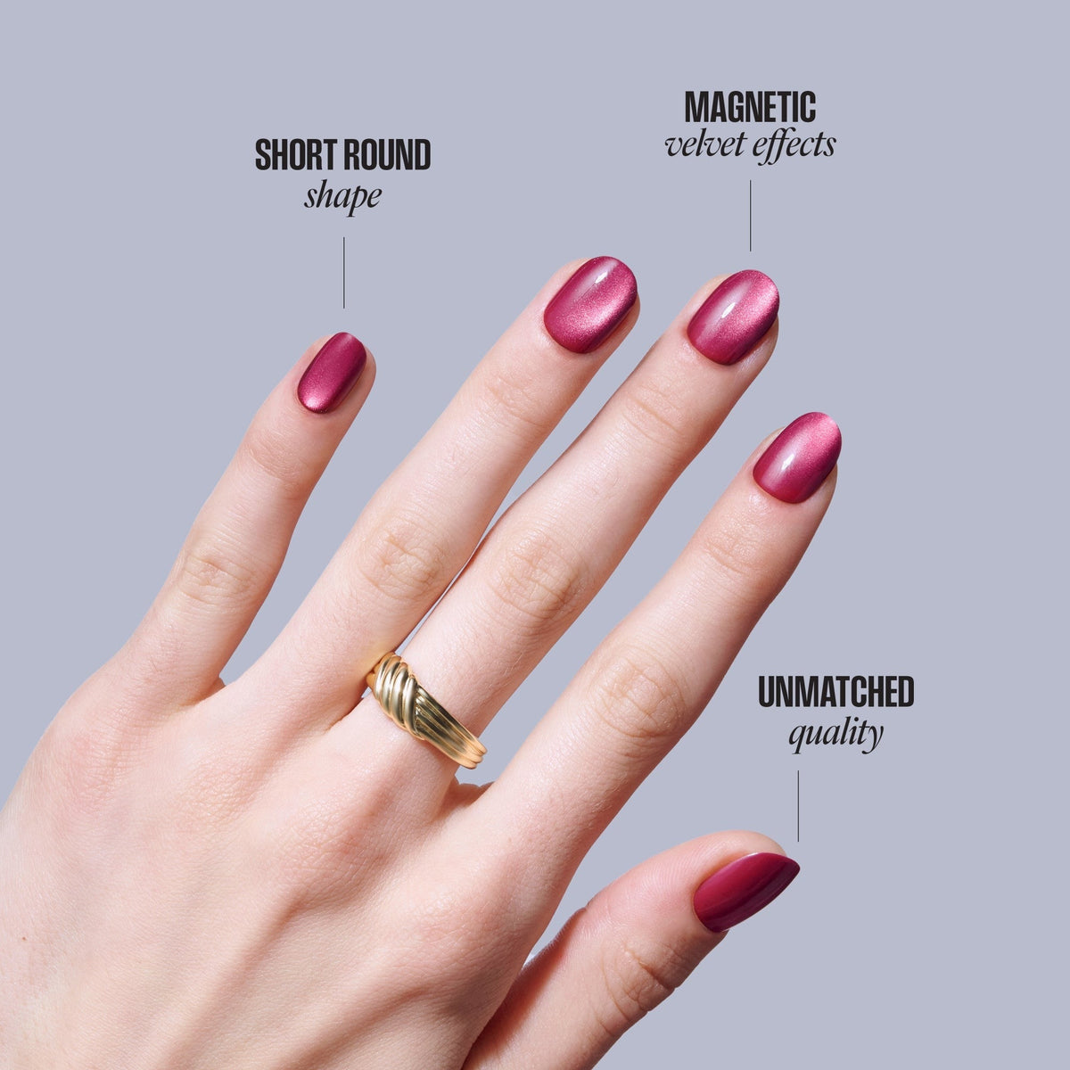 Kiss Core Magnetic Press On Fake Glue Nails - Flaming | Magnetic, Pink, Short, Round