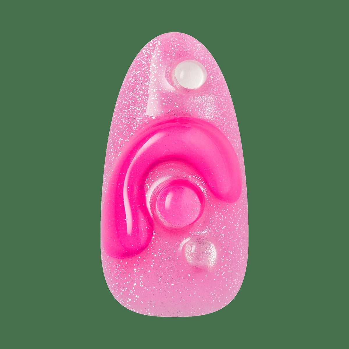 Kiss Nail Drip Press On Fake Glue Nails - Cheerful Meadow | 3D & Jewel Design, Pink, Medium, Almond
