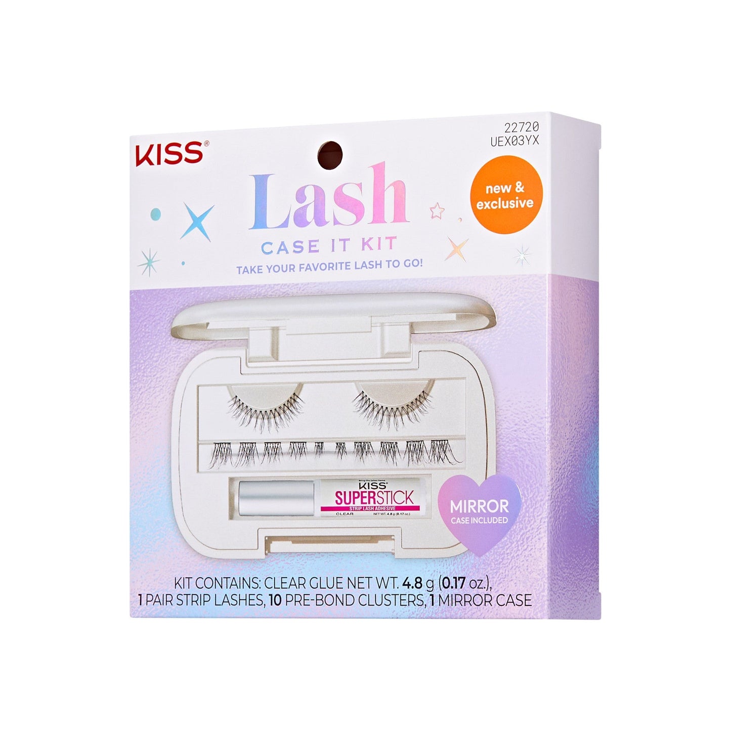 Kiss Lash Case Kit False Eyelashes Trial Kit, Starter Kit | 1 Pair of Lashes, 10 Clusters, Strip Lashes, Cluster Lashes, 7mm-14mm