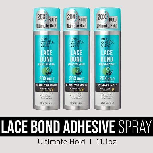 Kiss Colors & Care Lace Bond Adhesive Spray Ultimate Hold Bundle - 11.1 oz. 3 Pack