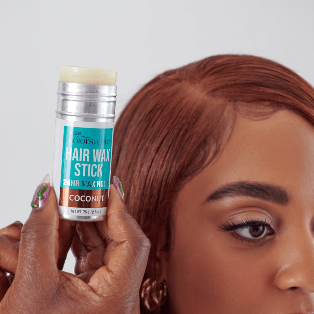 Kiss Colors & Care Edge Fixer Wax Stick - Coconut | Edge Control, Baby Hair Gel, 24 hr Max Hold, Push-Up Application, Hair Care