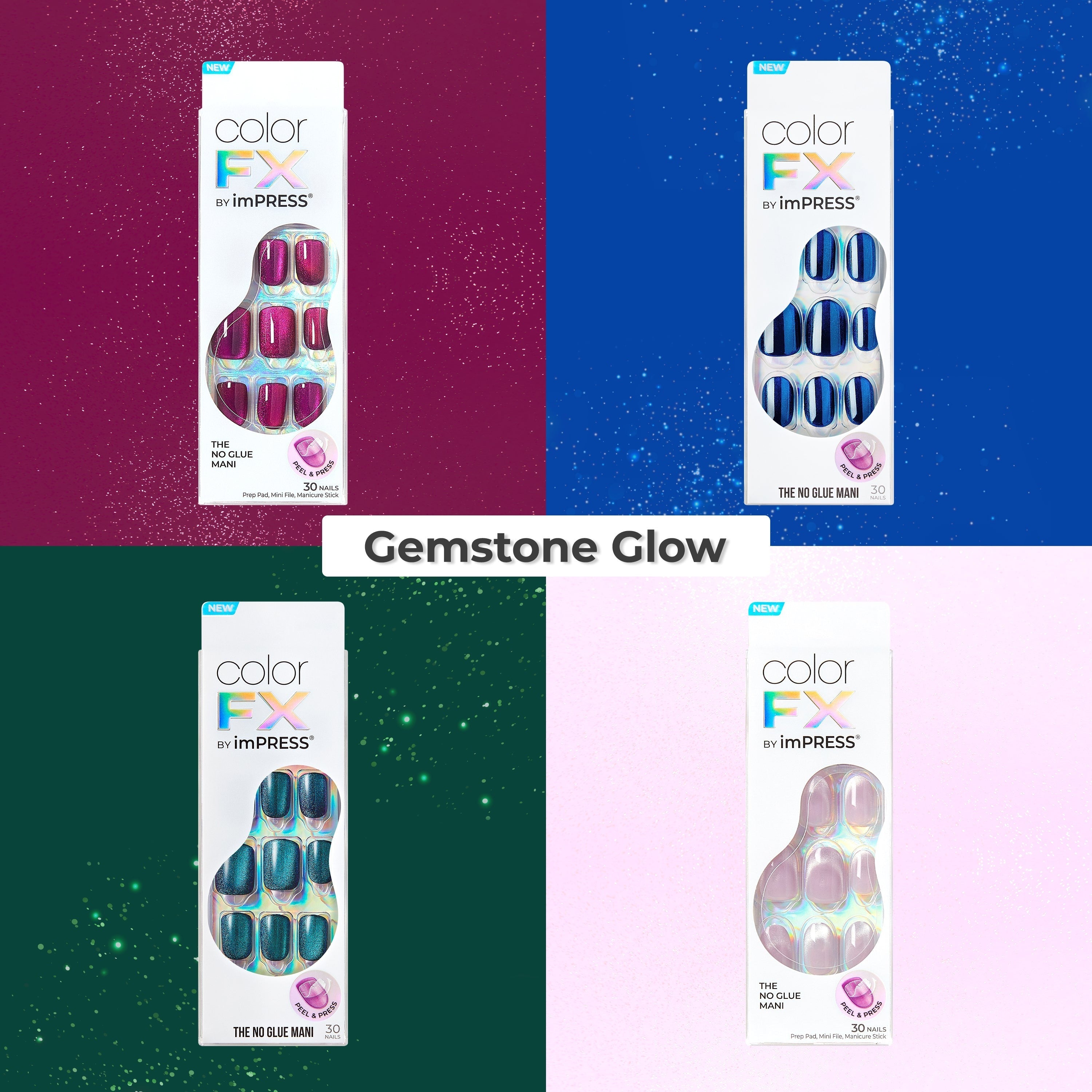 colorFX by Impress Press On Nails Bundle - Gemstone Glow