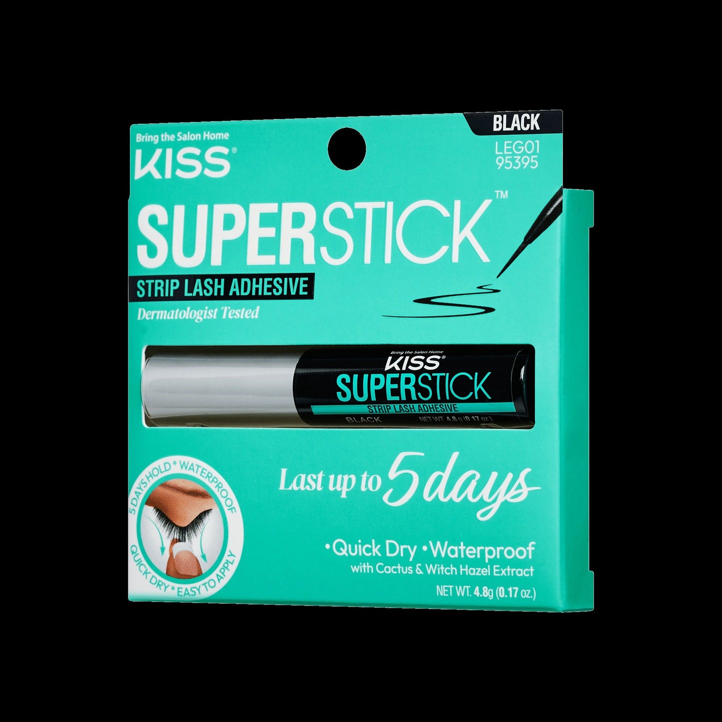 Kiss SuperStick Strip Lash Adhesive - Black | False Eyelash Glue, Strip Lash Adhesive, Up to 5 Day Hold