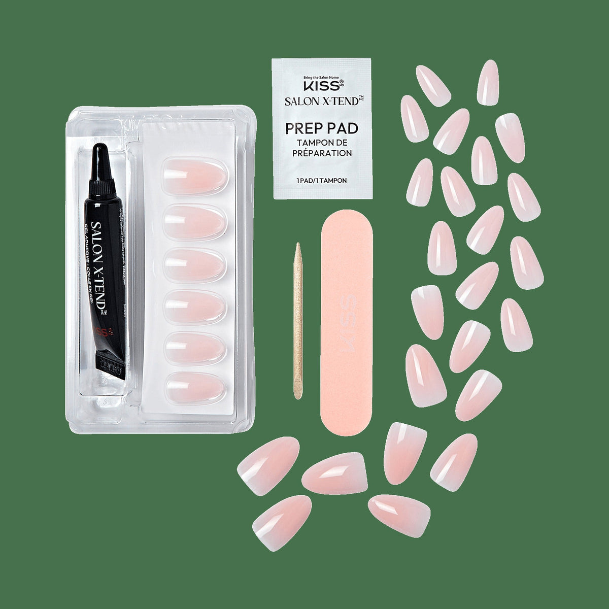 Kiss Salon X-tend Color Press On Soft Gel Nails - Gloria | Solid, Pink, Medium, Almond
