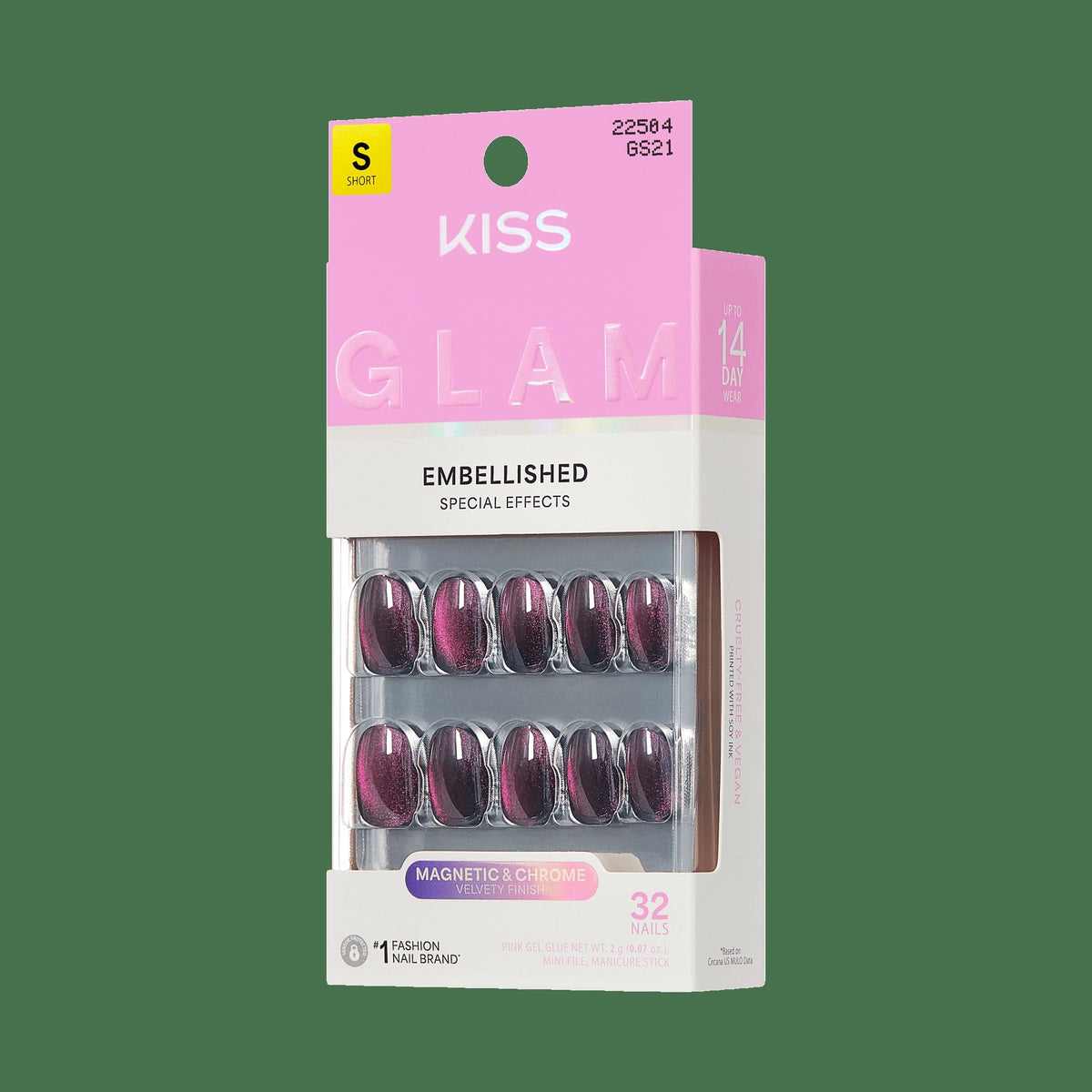 Kiss Glam Embellished Press On Fake Glue Nails - Simple Joys | Design, Purple, Short, Round