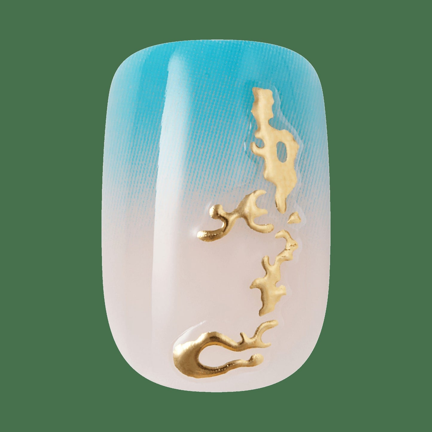 Kiss Glam Jeweled Press On Fake Glue Nails - Hello Sunshine | 3D & Jewel Design, Blue & White, Short, Squoval