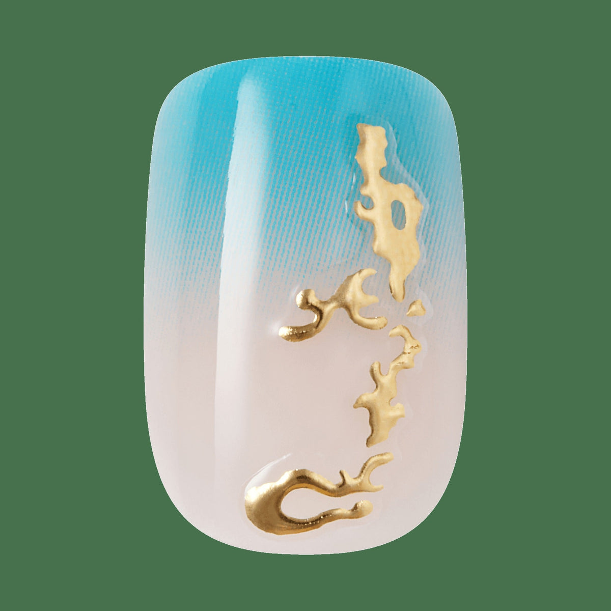 Kiss Glam Jeweled Press On Fake Glue Nails - Hello Sunshine | 3D & Jewel Design, Blue & White, Short, Squoval