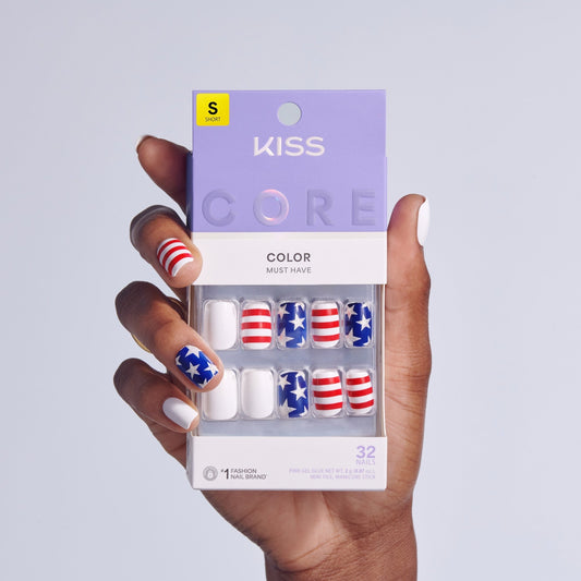 Kiss Core Design Press On Fake Glue Nails - Melody In Motion | Design, Multicolor, Short, Squoval