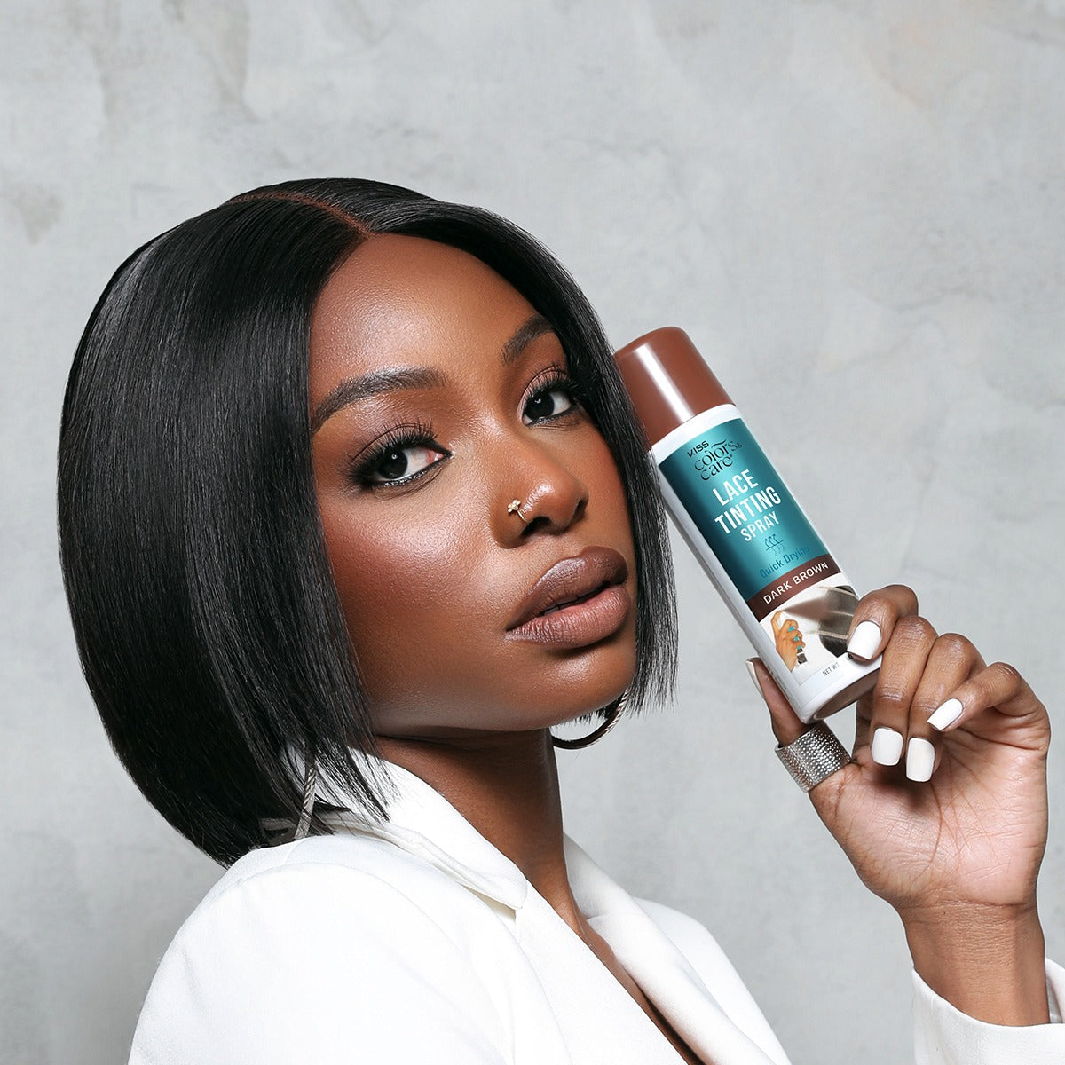 Kiss Colors & Care Lace Tinting Spray | Lace Front Wig Spray, Quick Drying, Transfer Proof, Dark Brown, Hair Care