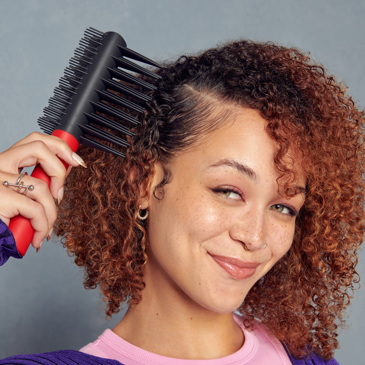 Kiss Colors & Care Detangle Boss Glide & Define 2-in-1 Brush | Detangling Brush, Curl Brush