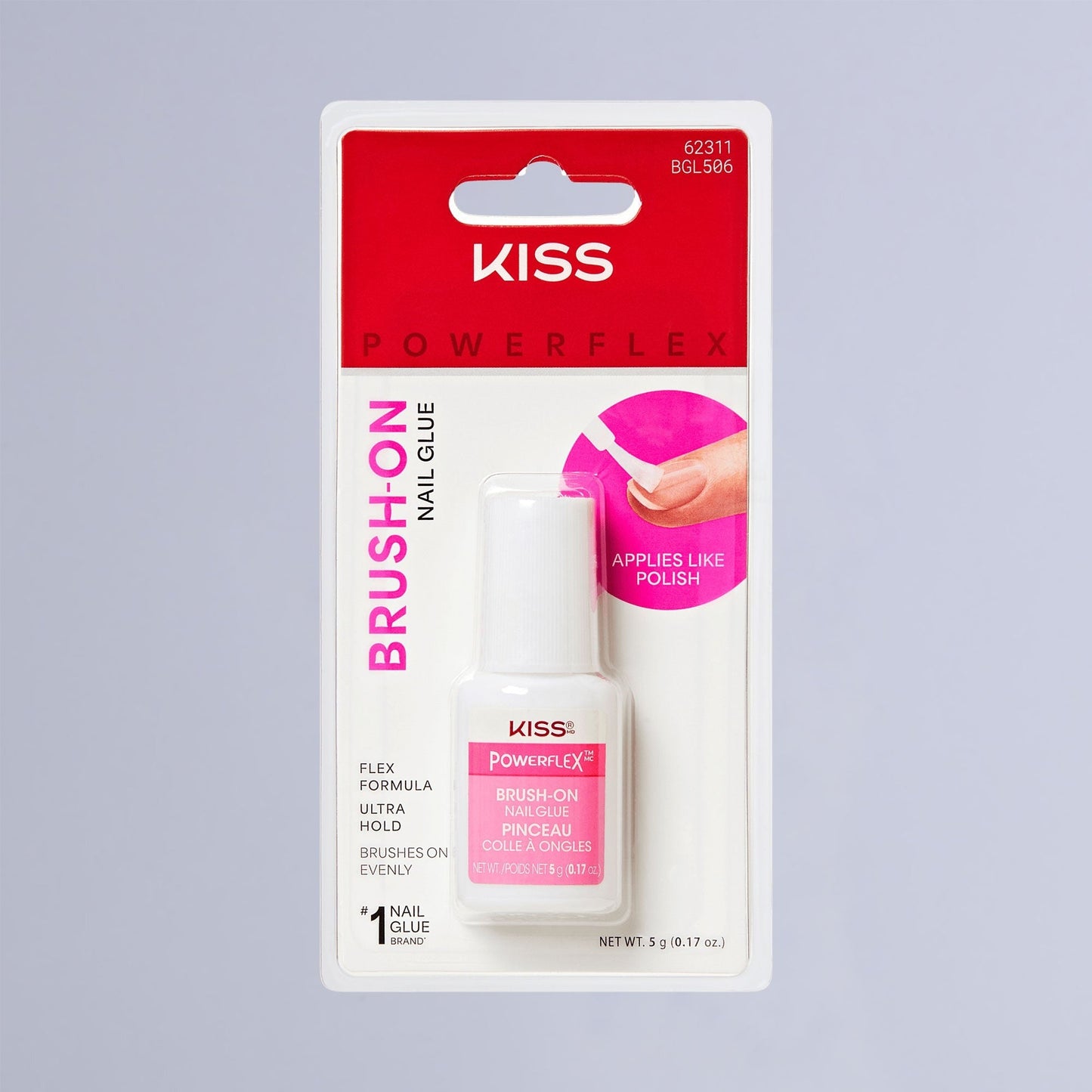 Kiss PowerFlex Brush-On Fake Nail Glue - 0.17 oz. | Nail Adhesive, Press-On Glue, Applies Like Polish, Lasting Wear