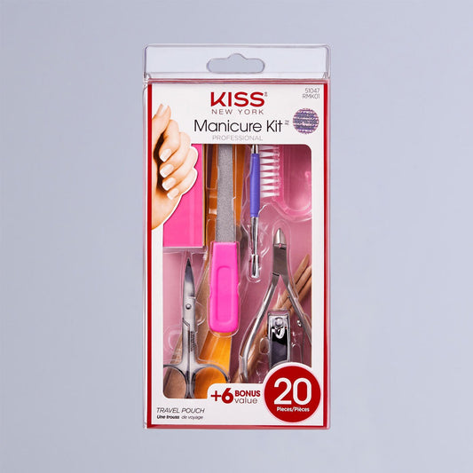 Kiss Professional Manicure Nail Kit | Starter Kit, 20 Pieces, Includes Travel Pouch