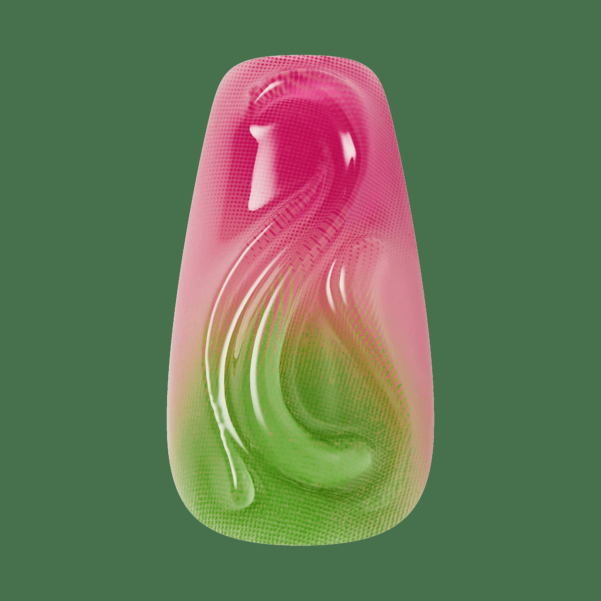 Kiss Glam Jeweled Press On Fake Glue Nails - Coconut Coast | 3D & Jewel Design, Pink & Green, Medium, Coffin
