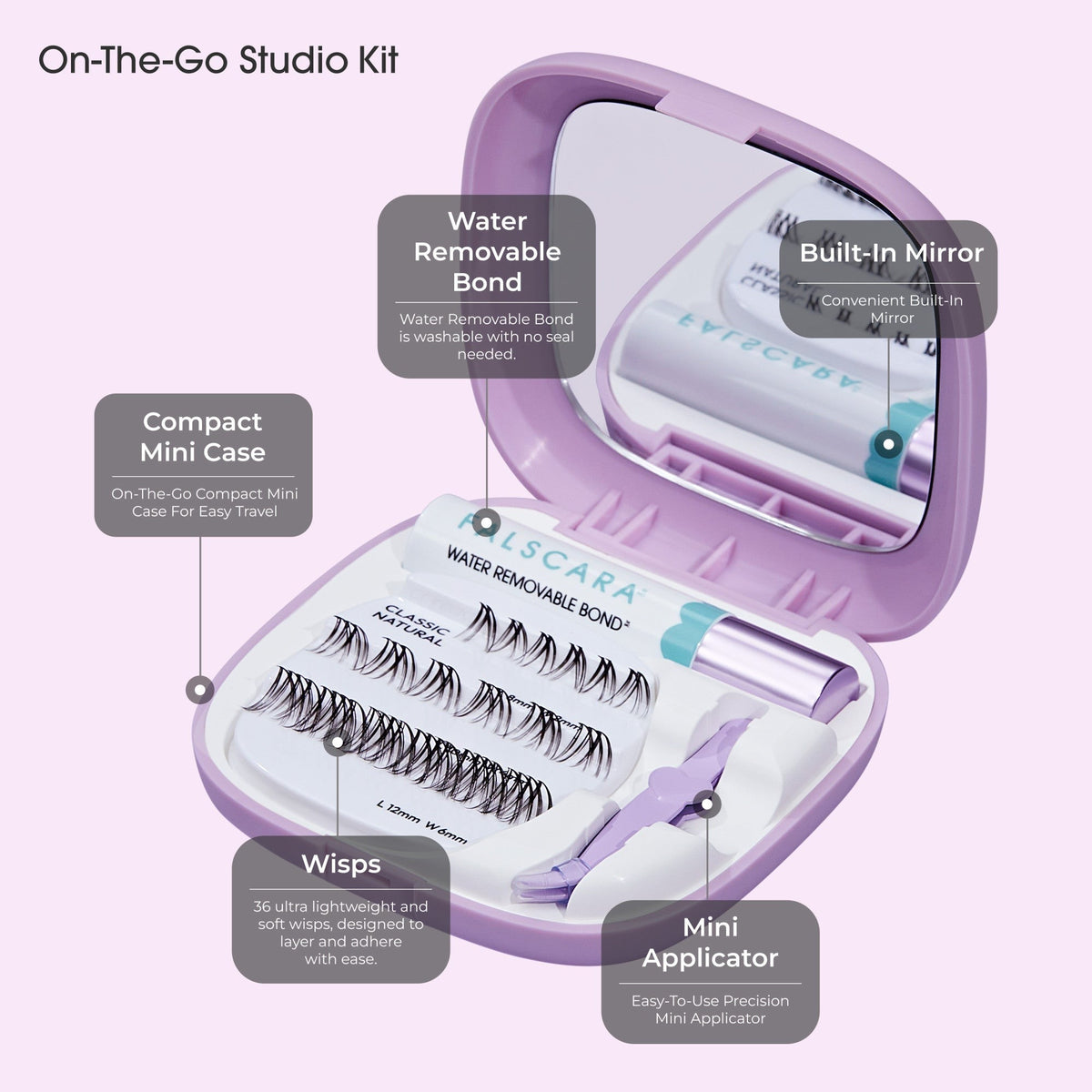Falscara Studio Mini Refill Pack - Soft Natural | DIY False Lash Extensions, Cluster Lash, Wispy Lashes, 36 Wisps, 8mm-12mm