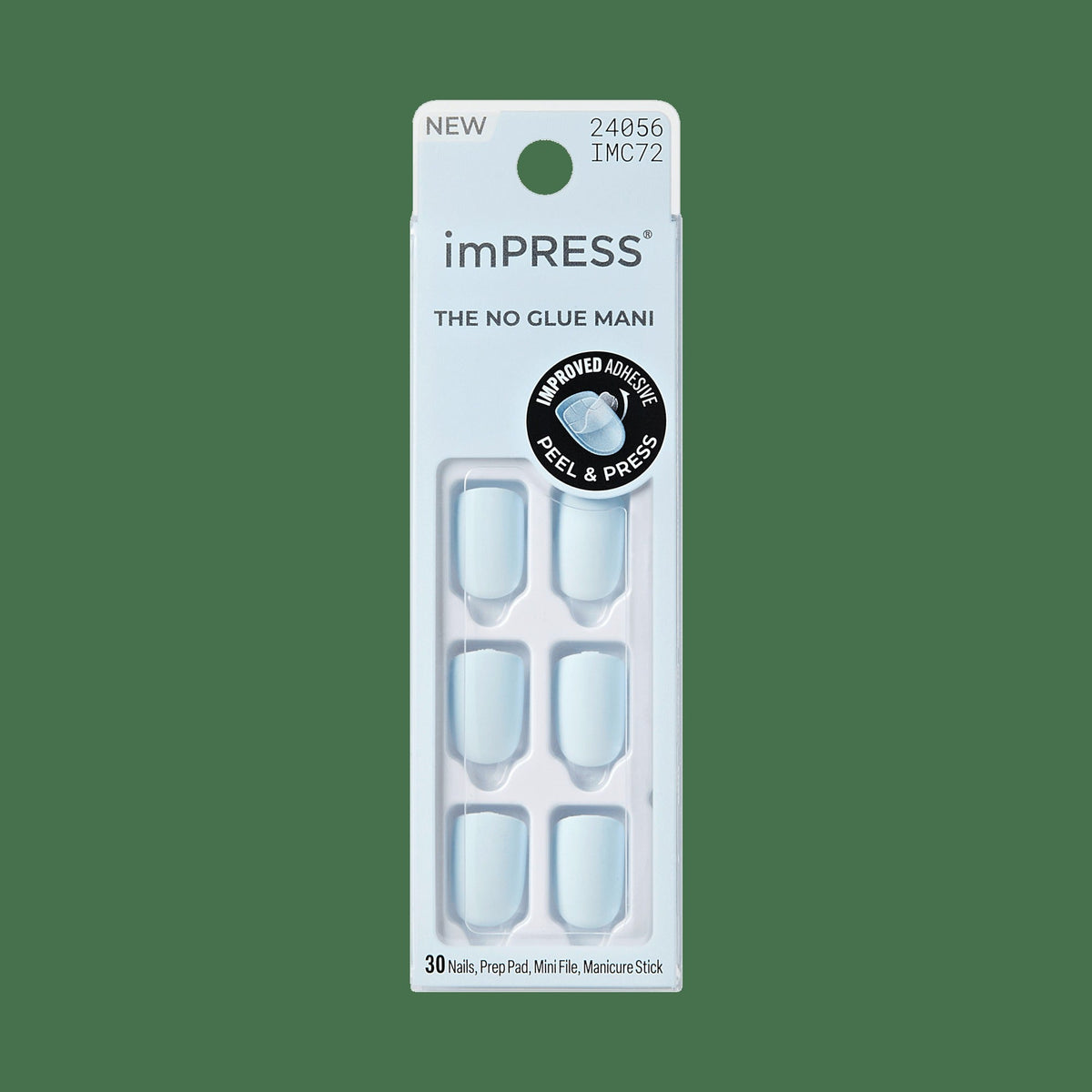 Impress Color No Glue Fake Press On Nails - Loom | Solid, Blue, Short, Squoval, Manicure