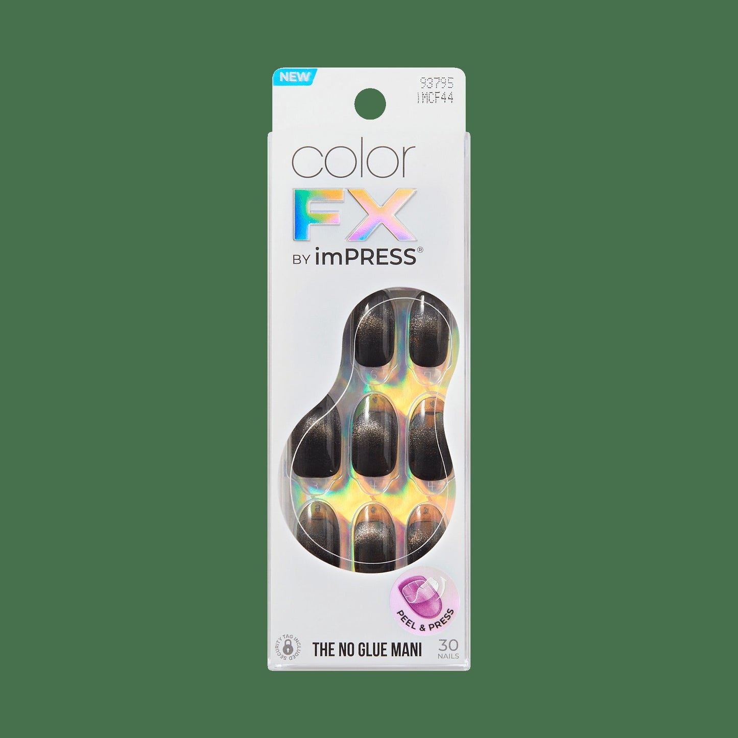 colorFX by Impress No Glue Fake Press On Nails - Best Wishes | Solid, Black, Medium, Oval, Manicure