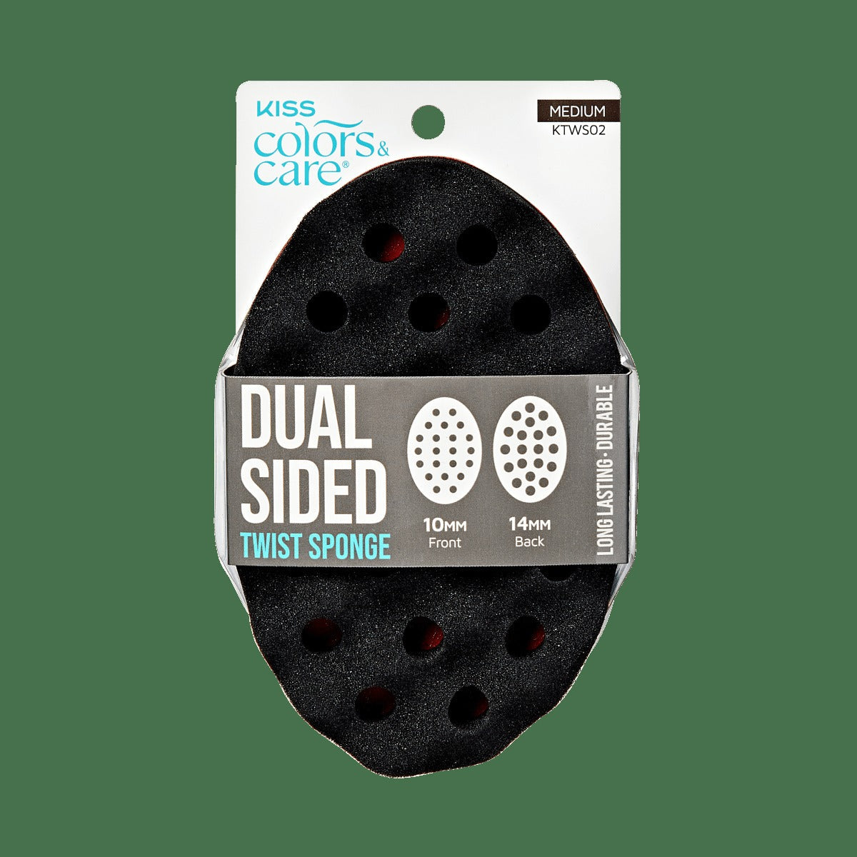 Kiss Colors & Care Dual Sided Twist Sponge - Medium | Sponge Brush, 4C Curl Sponge, Hair Accessories